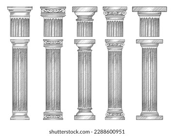 Ancient columns vector design illustration isolated on background