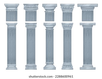 Ancient columns vector design illustration isolated on background