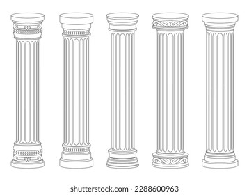 Ancient columns vector design illustration isolated on background