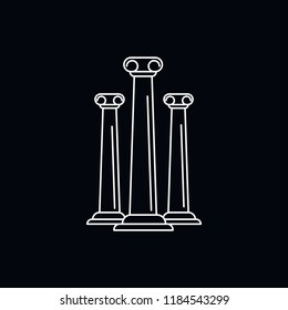 Ancient columns white icon. Outline illustration of Ancient columns vector icon for web and advertising isolated on black background. Element of culture and traditions