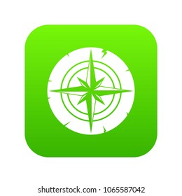 Ancient compass icon digital green for any design isolated on white vector illustration