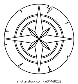 Ancient compass icon in outline style isolated vector illustration