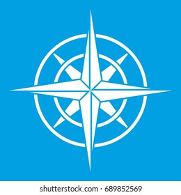 Ancient compass icon white isolated on blue background vector illustration