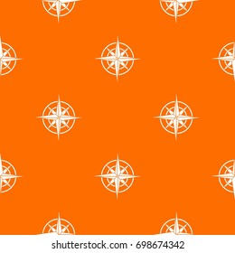 Ancient compass pattern repeat seamless in orange color for any design. Vector geometric illustration