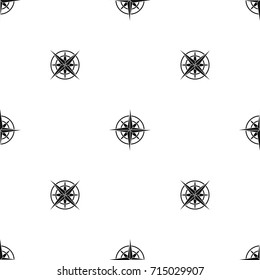 Ancient compass pattern repeat seamless in black color for any design. Vector geometric illustration