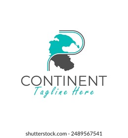 ancient continent pangaea logo design with letter P