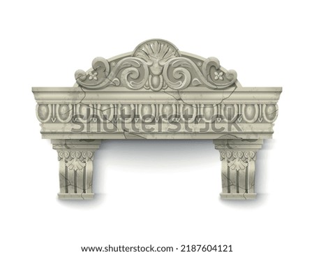 Ancient cracked marble element of wall building architectural design realistic vector illustration