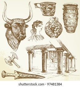 ancient crete - hand drawn collection