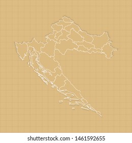 Ancient Croatia map old paper background with space for text. Vector illustration EPS10.