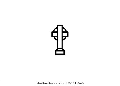ancient cross grave logo vector design concept with simple, elegant, out line and unique styles on white background