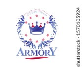 Ancient Crown emblem. Heraldic vector design element. Retro style label, heraldry logo. Antique logotype isolated on white background.