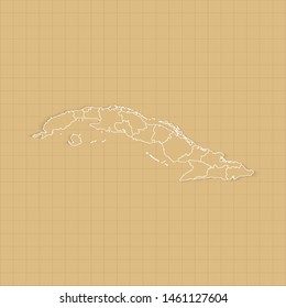 Ancient Cuba map old paper background with space for text. Vector illustration EPS10.