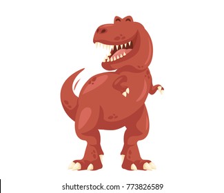 Ancient Cute Cheerful Tyrannosaurus Rex Illustration Character, Suitable for Children Product, Print, Logo, Game Asset, And Other Children Related Occasion.
