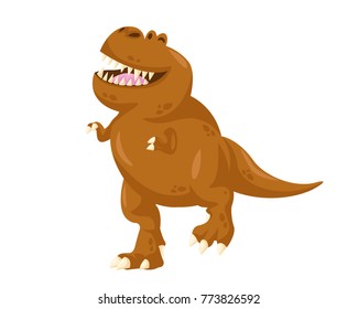 Ancient Cute Cheerful Tyrannosaurus Rex Illustration Character, Suitable for Children Product, Print, Logo, Game Asset, And Other Children Related Occasion.
