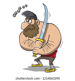 Ancient dacian warrior standing with his sword
