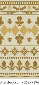 Ancient Deck Spade Diamond Earth Tone Pale Greenish Gold Pattern. Abstract Ornament with delicate Arranged Border Stripes Medieval Luxury Traditional Geometric Scroll Baroque for Wallpaper Decoration 