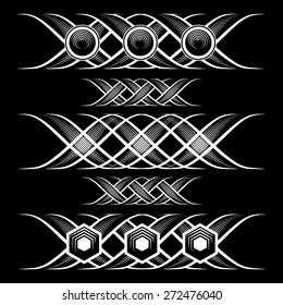 Ancient decoration elements in black and white colors. Good as dividers, frames, etc