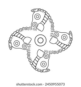 Ancient decorative symbol. Horse stylized illustration. Celtic national style pattern isolated vector.