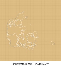 Ancient Denmark map old paper background with space for text. Vector illustration EPS10.