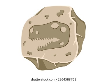 Ancient Dinosaur Head Fossil Clipart. Extinct Paleontology Vector Illustration