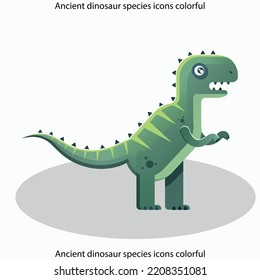 Ancient dinosaur species icons colorful classical sketch