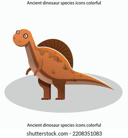 Ancient dinosaur species icons colorful classical sketch