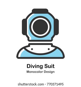Ancient Diving Suit Mono-color vector illustration