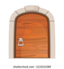 Ancient door. Doors with a light stone frame isolated on white background.