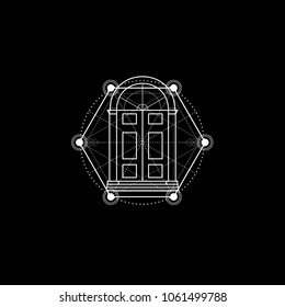 Ancient Door Logo Line Geometry Shape Template