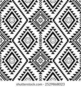 Antiguos ecos Azteca geométrica abstracta patrones sin fisuras al suroeste Navajo Nativo americano tribal étnico moderno blanco y negro para la impresión textil