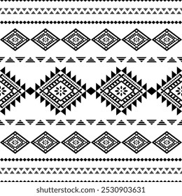 Antiguos ecos Azteca geométrica abstracta patrones sin fisuras al suroeste Navajo Nativo americano tribal étnico moderno blanco y negro para la impresión textil