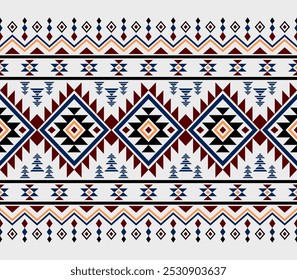 Ancient echoes Aztec geometric abstract seamless patterns southwest Navajo Native American tribal ethnic modern colorful for textile printing