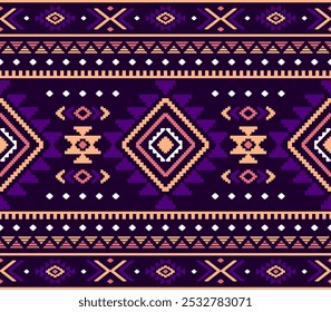 Ancient echoes Aztec geometric abstract seamless patterns southwest Navajo Native American tribal ethnic modern colorful for textile printing