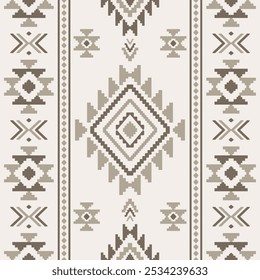 Ancient echoes Aztec geometric abstract seamless patterns southwest Navajo Native American tribal ethnic modern colorful for textile printing