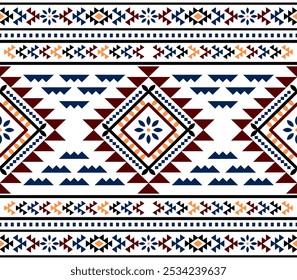 Ancient echoes Aztec geometric abstract seamless patterns southwest Navajo Native American tribal ethnic modern colorful for textile printing