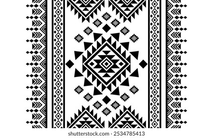 Antiguos ecos Azteca geométrica abstracta patrones sin fisuras al suroeste Navajo Nativo americano tribal étnico moderno blanco y negro para la impresión textil