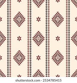 Antike Echos Aztec geometrische abstrakte nahtlose Muster Südwesten Navajo Indianer Stamm ethnisch modern bunt für Stoffdruck
