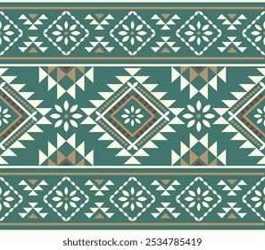 Ancient echoes Aztec geometric abstract seamless patterns southwest Navajo Native American tribal ethnic modern colorful for textile printing