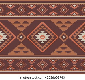 Ancient echoes Aztec geometric abstract seamless patterns southwest Navajo Native American tribal ethnic modern colorful for textile printing
