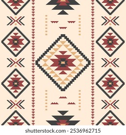 Ancient echoes Aztec geometric abstract seamless patterns southwest Navajo Native American tribal ethnic modern colorful for textile printing