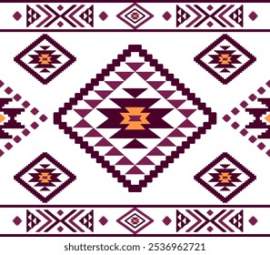 Ancient echoes Aztec geometric abstract seamless patterns southwest Navajo Native American tribal ethnic modern colorful for textile printing