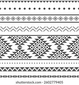 Ancient echoes Aztec geometric abstract seamless pattern southwest Navajo Native American tribal ethnic modern colorful for textile printing