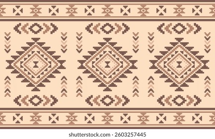 Ancient echoes Aztec geometric abstract seamless pattern southwest Navajo Native American tribal ethnic modern colorful for textile printing