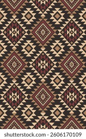 Ancient echoes Aztec geometric abstract seamless pattern southwest Navajo Native American tribal ethnic modern earth tone for textile printing
