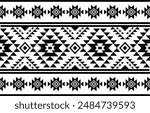 Ancient echoes Aztec geometric seamless patterns southwest Navajo Native American tribal ethnic black and white for textile printing