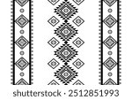 Ancient echoes Aztec geometric seamless patterns southwest Navajo Native American tribal ethnic black and white for textile printing