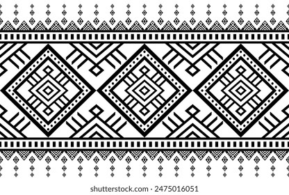 Südwest Azteken geometrische Native American Mexican Navajo Tribal ethnische nahtlose Muster Stoff Schwarz-Weiß-Design-Vektorgrafik für den Textildruck 