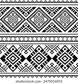Ancient echoes Aztec geometric seamless patterns southwest Navajo Native American tribal ethnic black and white for textile printing