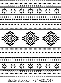 Ancient echoes Aztec geometric seamless patterns southwest Navajo Native American tribal ethnic black and white for textile printing