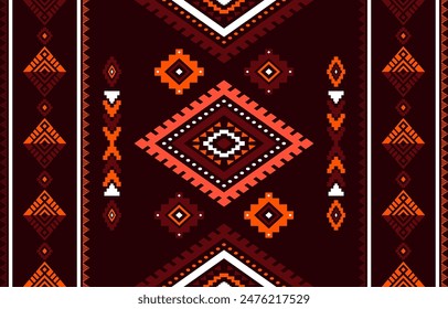 Ancient echoes Aztec geometric seamless patterns southwest Navajo Native American tribal ethnic colorful for textile printing